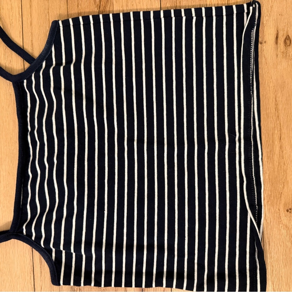 Navy and White Striped Crop Top